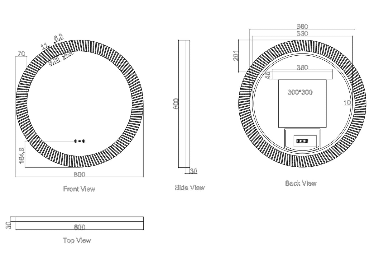 Freya 800mm LED Textured Round Mirror mercioaustralia