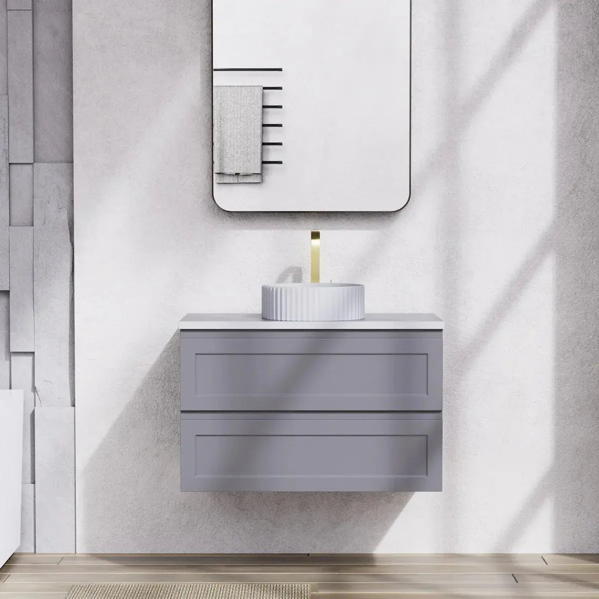 Fremantle PVC Wall Hung Cabinet Vanity 900mm (Matte Grey) Poseidon