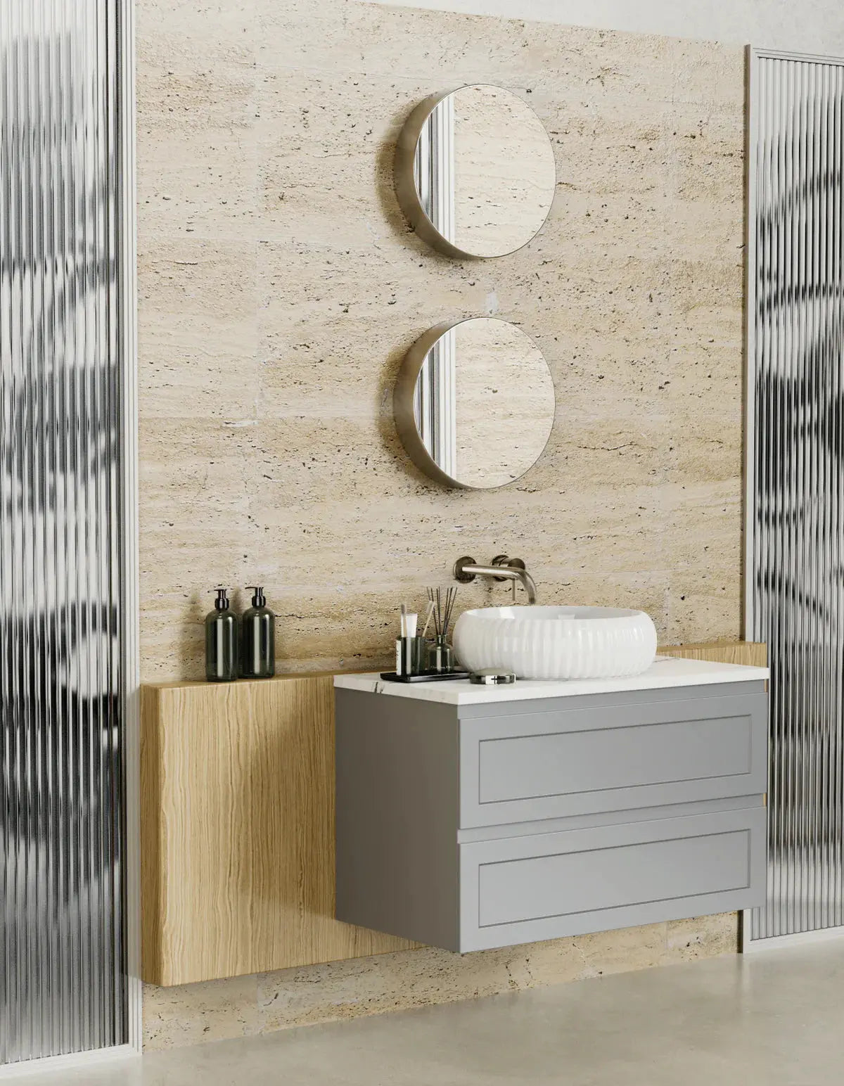 Fremantle PVC Wall Hung Cabinet Vanity 900mm (Matte Grey) Poseidon