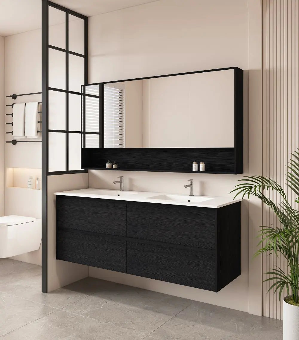 HERA 1500mm Wall-Hung Vanity - Black Oak mercioaustralia