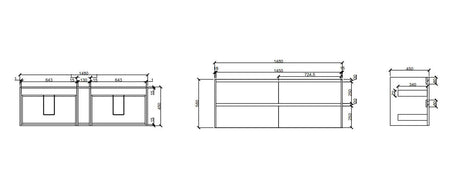 HERA 1500mm Wall-Hung Vanity - Black Oak mercioaustralia