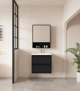 HERA 600mm Wall-Hung Vanity - Black Oak mercioaustralia