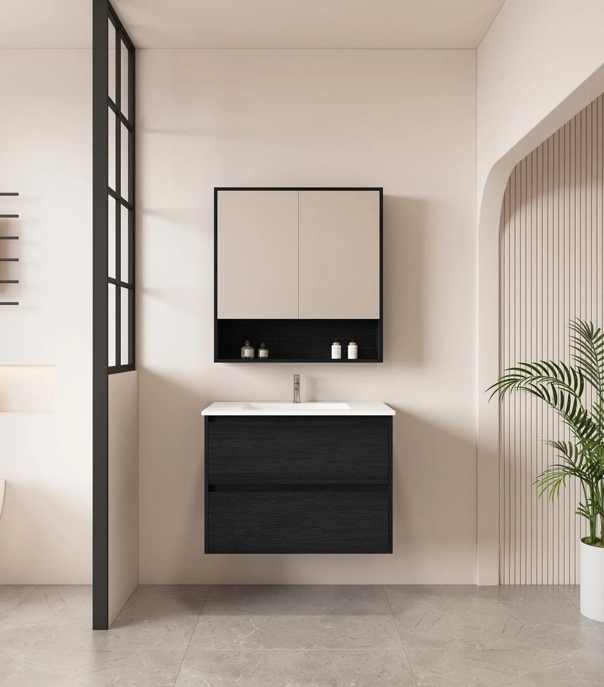HERA 750mm Wall-Hung Vanity - Black Oak mercioaustralia