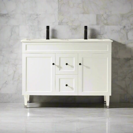 Harrington Floor PVC Cabinet Vanity 1200mm (Matte White) (Double Bowl) Poseidon