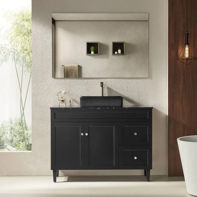 Harrington Floor PVC Cabinet Vanity 1200mm (Matte Black) (Single Bowl) Poseidon