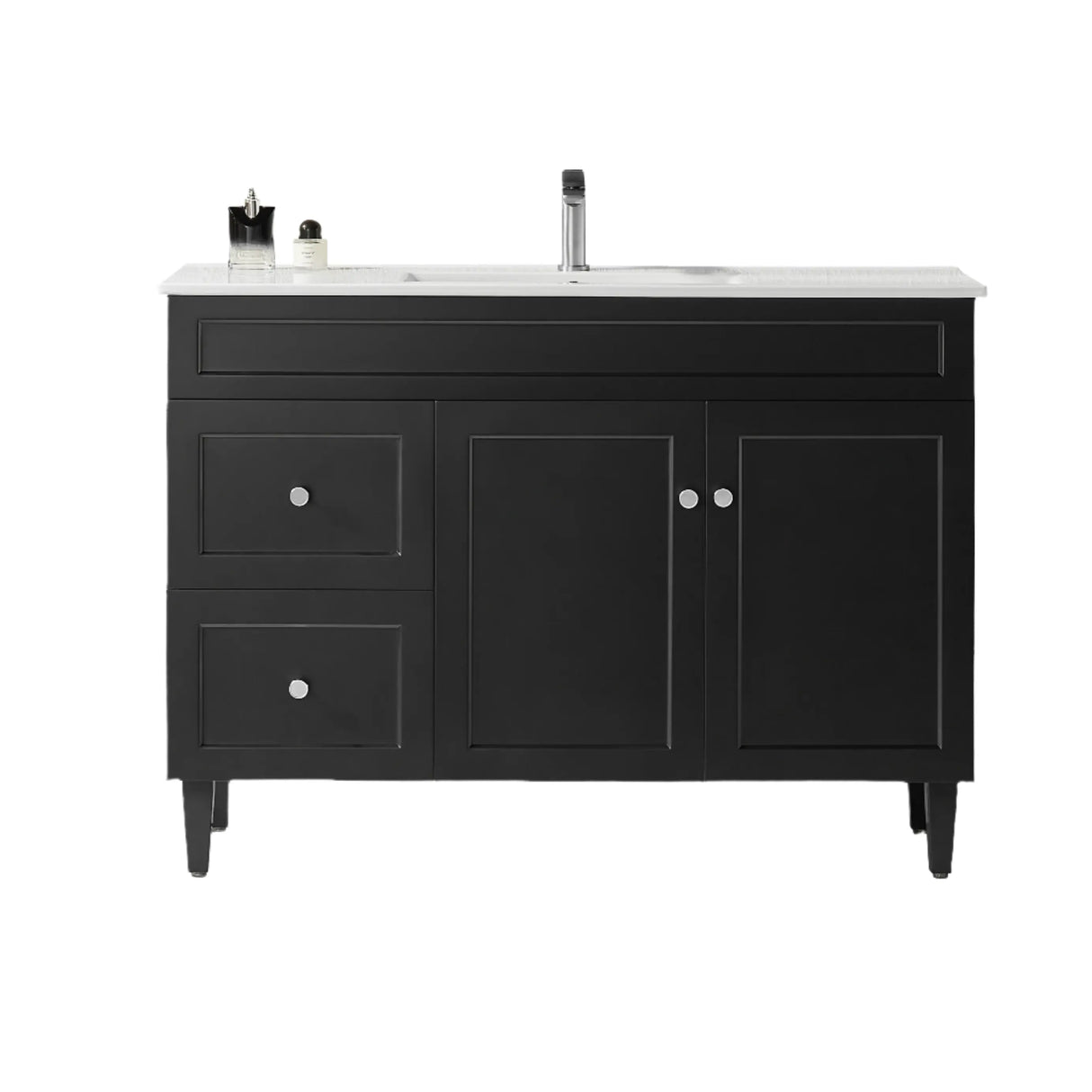 Harrington Floor PVC Cabinet Vanity 1200mm (Matte Black) (Single Bowl) Poseidon