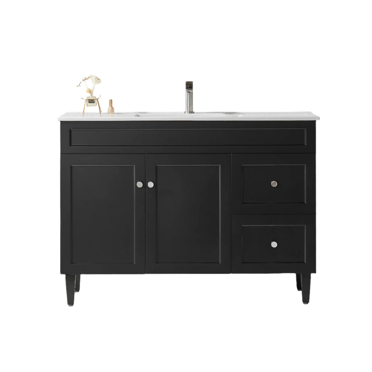 Harrington Floor PVC Cabinet Vanity 1200mm (Matte Black) (Single Bowl) Poseidon