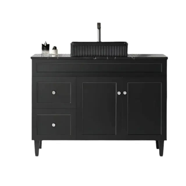 Harrington Floor PVC Cabinet Vanity 1200mm (Matte Black) (Single Bowl) Poseidon