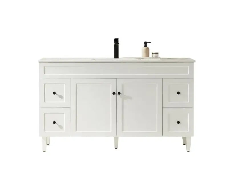 Harrington Floor PVC Cabinet Vanity 1500mm (Single Bowl/Double Bowl) (Matte White) Poseidon