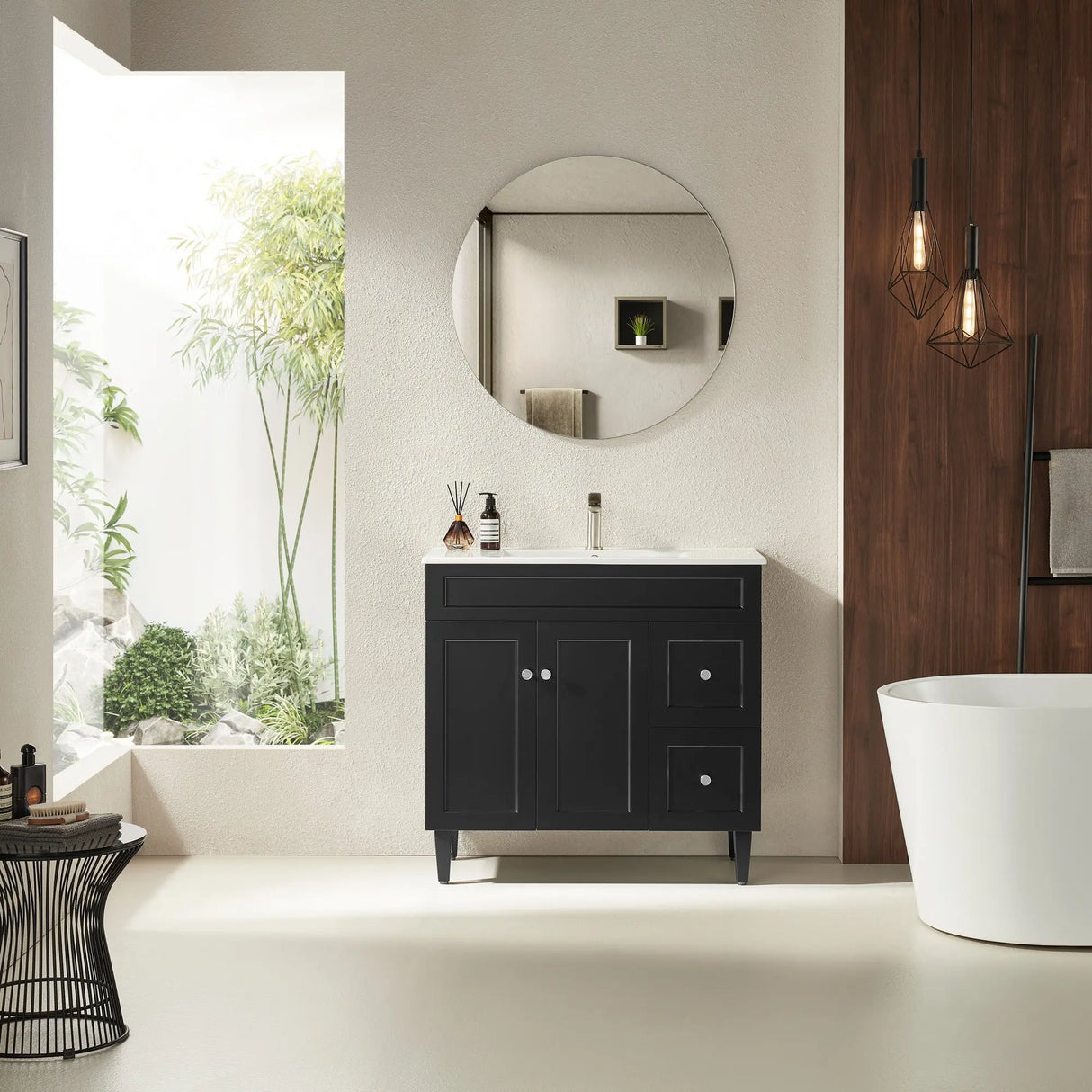 Harrington Freestanding PVC Vanity 900mm (Matte Black) Poseidon