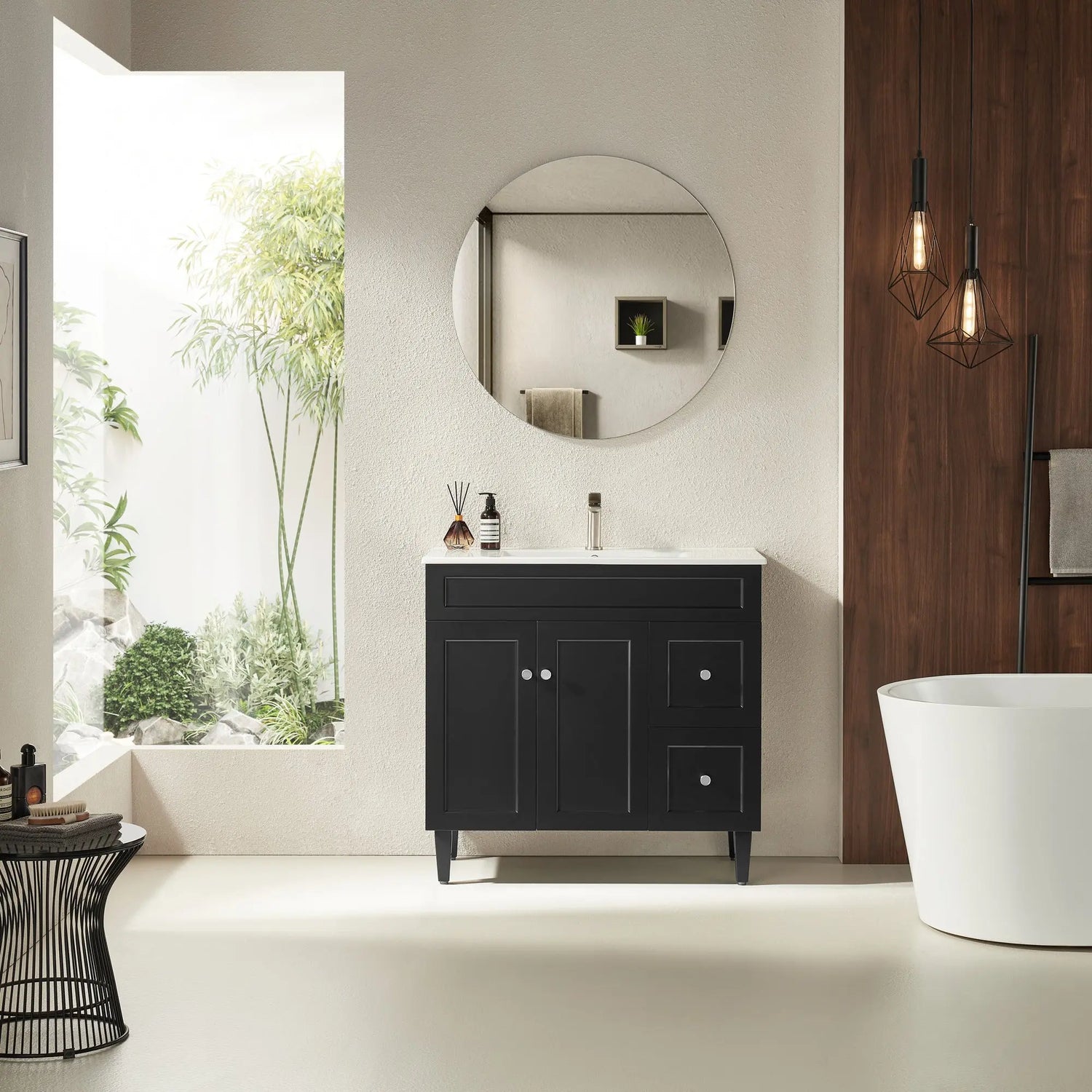 Harrington Freestanding PVC Vanity 900mm (Matte Black) Poseidon