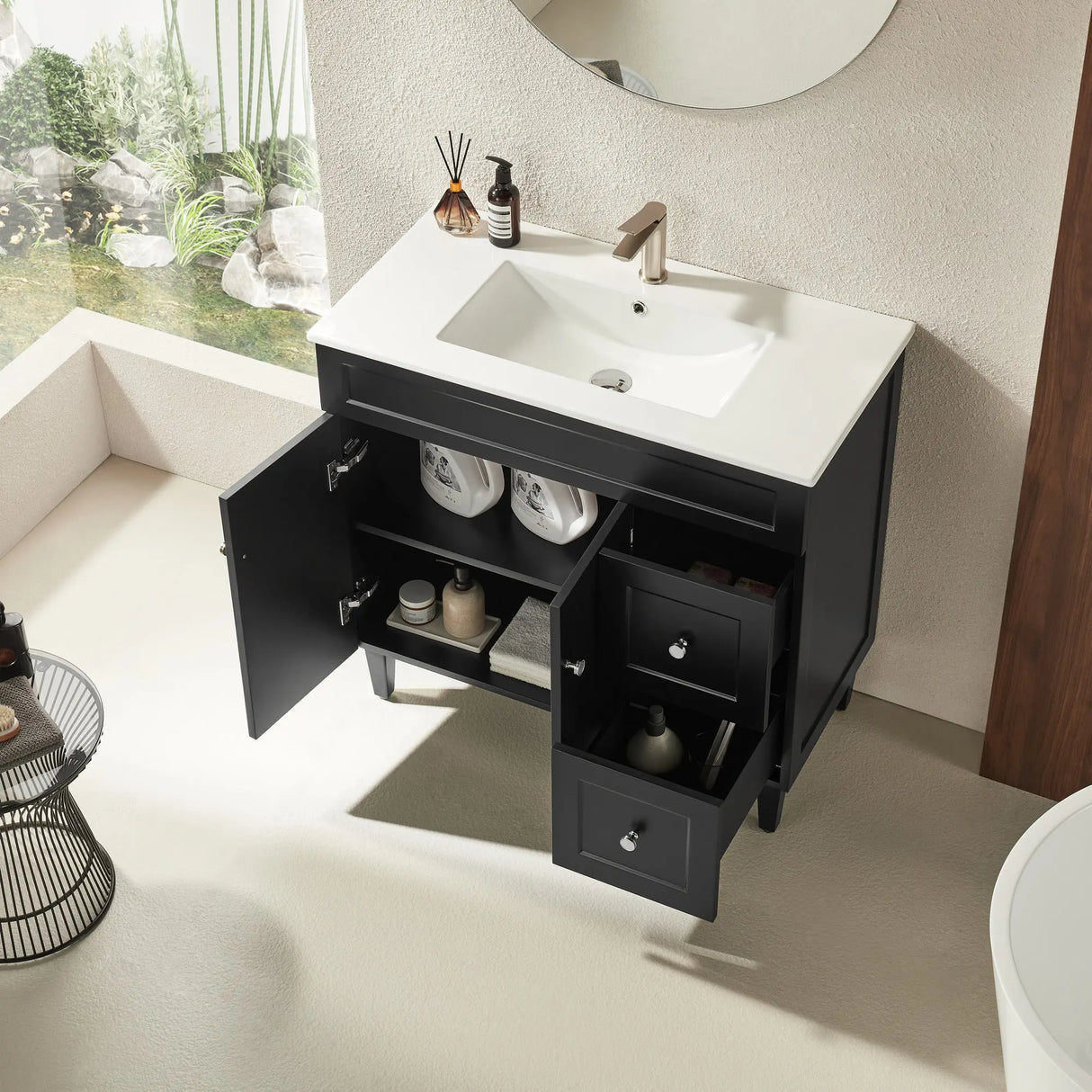 Harrington Freestanding PVC Vanity 900mm (Matte Black) Poseidon