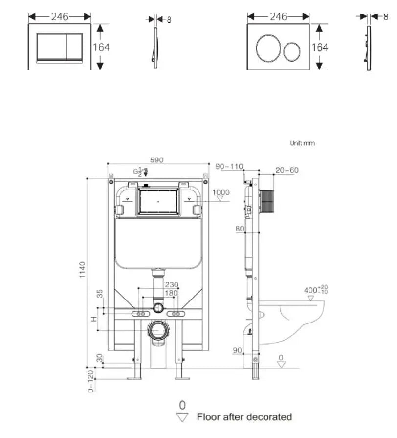 Mercio R&T 80mm Slim In-wall Cistern with Wall-Hung Pan mercioaustralia