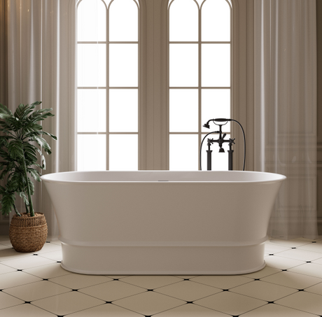 Harrington Matte White Solid Surface Stone Free Standing Bath 1700mm*850mm*760mm Poseidonbk