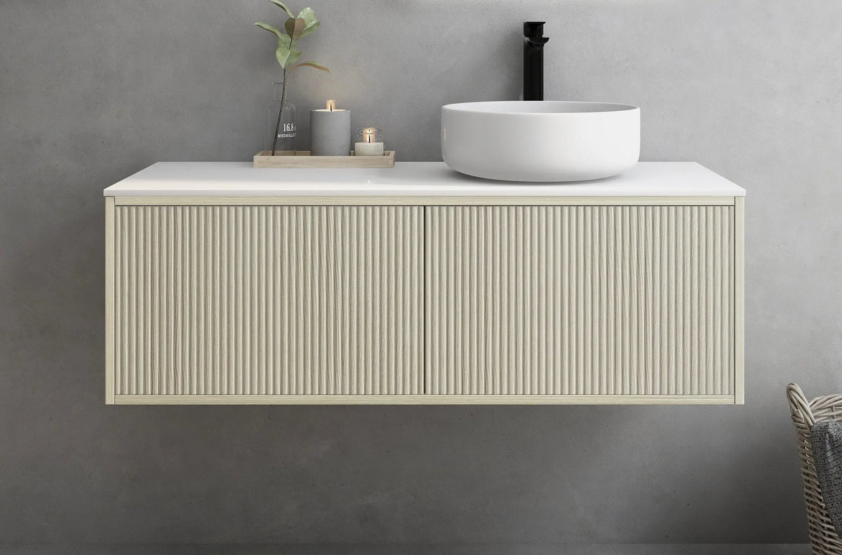 Bellevue PVC Wall Hung Vanity 1200mm (Single Bowl/Double Bowl) (Coastal Oak)-Clearance Poseidon