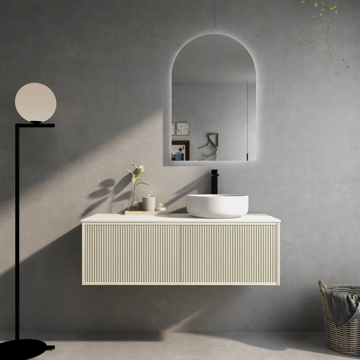 Bellevue PVC Slim Wall Hung Vanity 1200mm (Single/ Double Bowl) (Coastal Oak) Poseidon