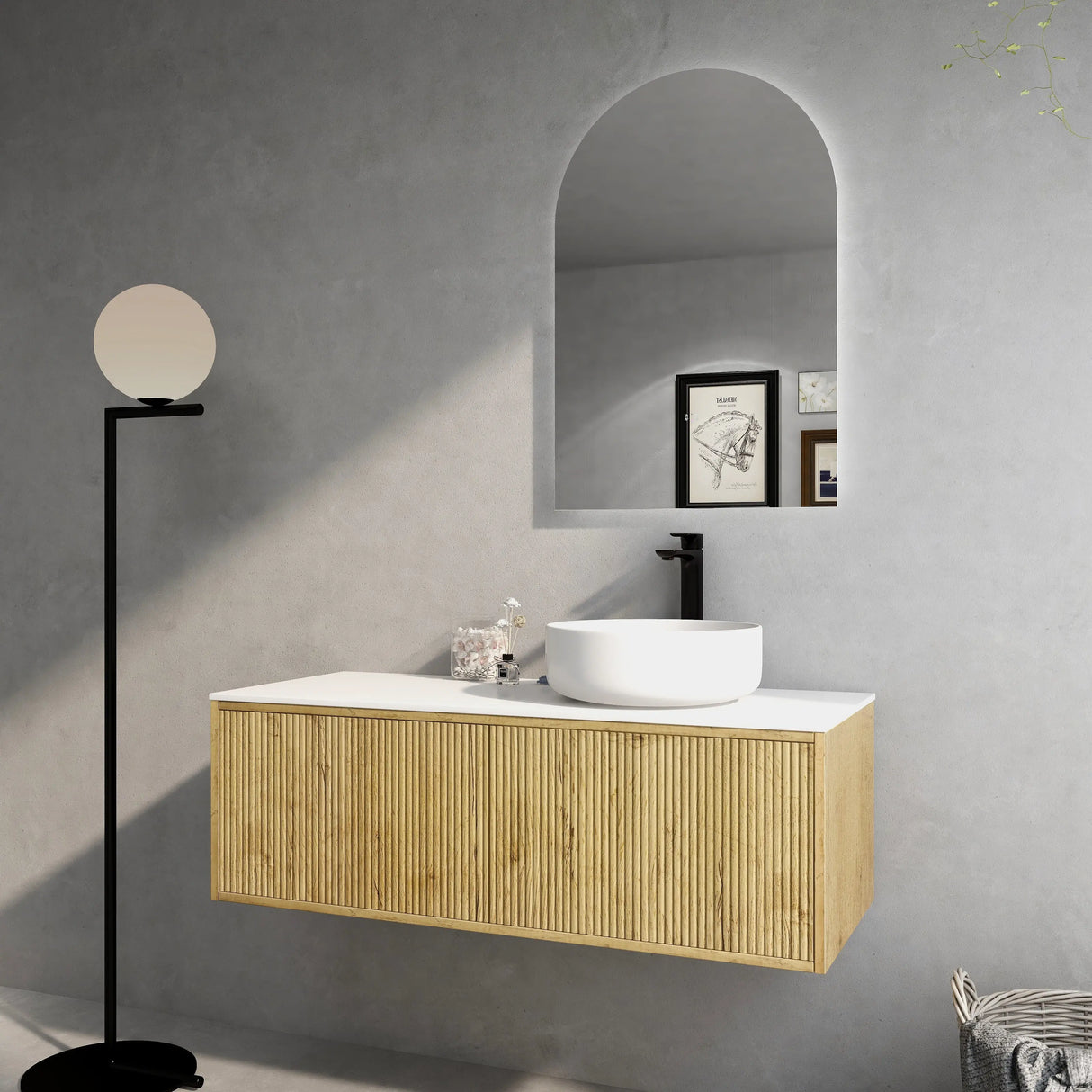 Bellevue PVC Slim Wall Hung Vanity 1200mm (Single/ Double Bowl) (Prime Oak) Poseidon