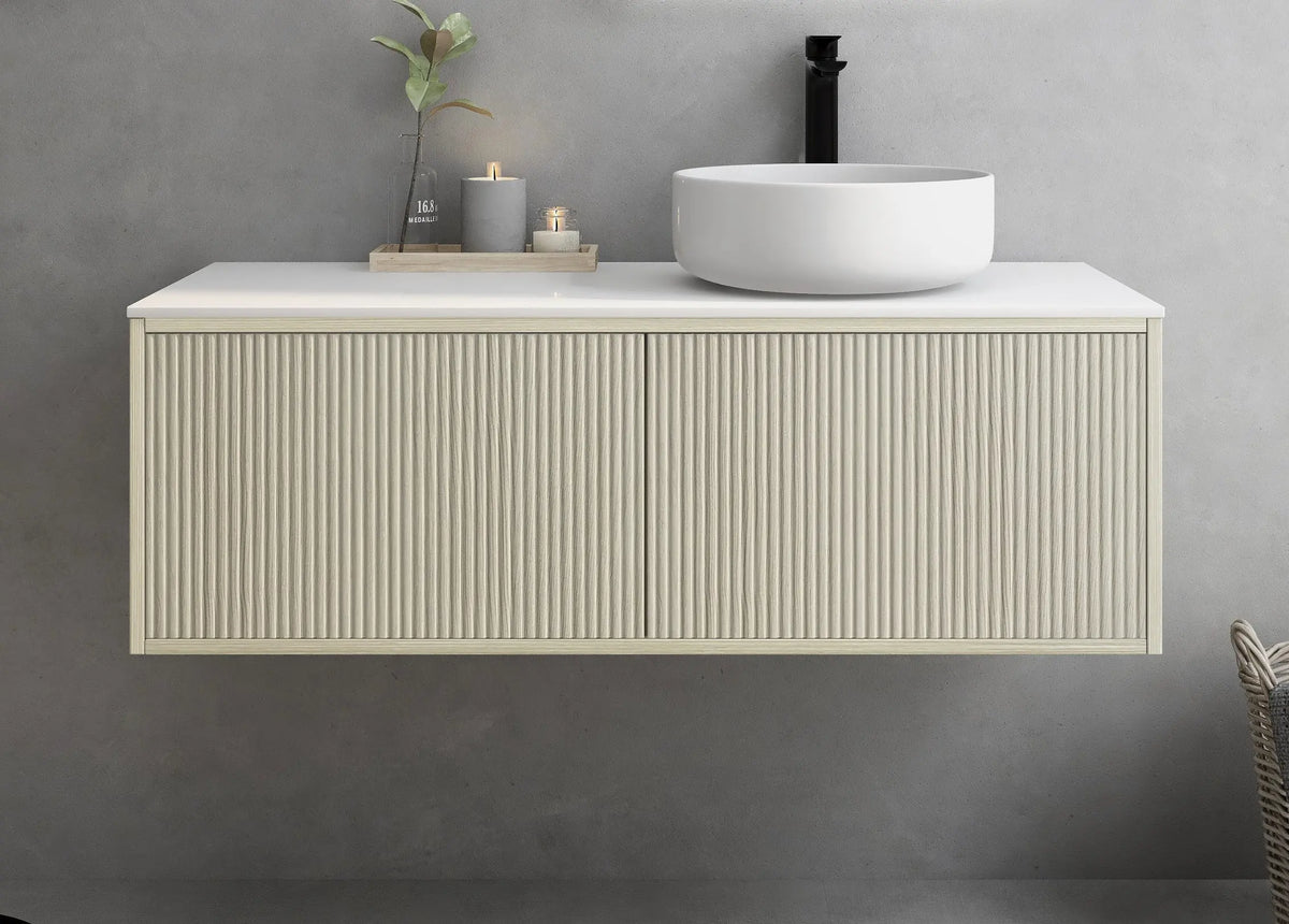 Bellevue PVC Wall Hung Vanity 1200mm (Single Bowl/Double Bowl) (Coastal Oak)-Clearance Poseidon