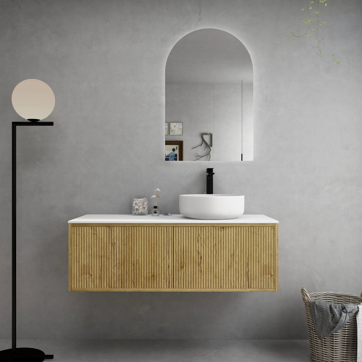 Bellevue PVC Slim Wall Hung Vanity 1200mm (Single/ Double Bowl) (Prime Oak) Poseidon