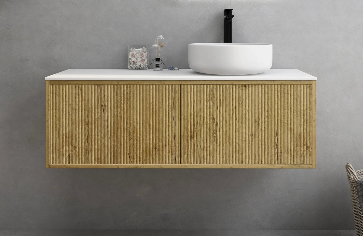 Bellevue PVC Wall Hung Vanity 1200mm (Single Bowl/Double Bowl) (Prime Oak) Poseidon