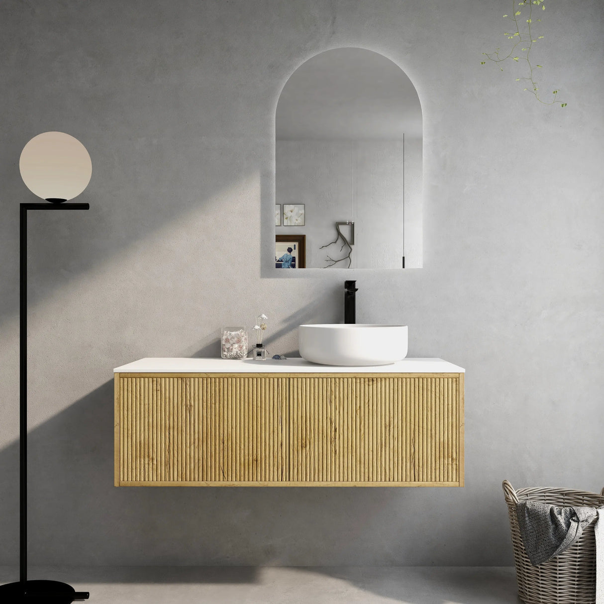 Bellevue PVC Slim Wall Hung Vanity 1200mm (Single/ Double Bowl) (Prime Oak) Poseidon
