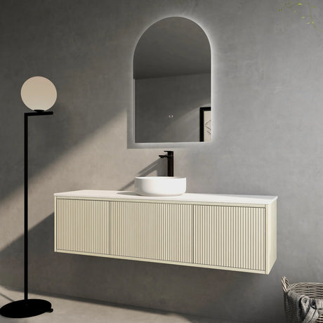 Bellevue Slim PVC Wall Hung Vanity 1500mm (Single/Double Bowl) (Coastal Oak) Poseidon