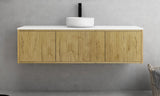 Bellevue Slim PVC Wall Hung Vanity 1500mm (Single/Double Bowl) (Prime Oak) Poseidon