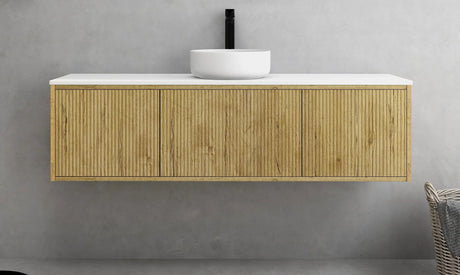 Bellevue Slim PVC Wall Hung Vanity 1500mm (Single/Double Bowl) (Prime Oak) Poseidon