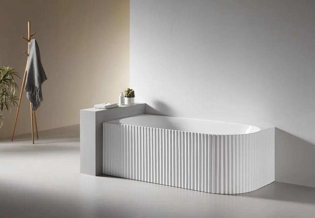 Maren Fluted Left Corner Freestanding Bath tub | 1700 x 800mm Bagno D'Oro
