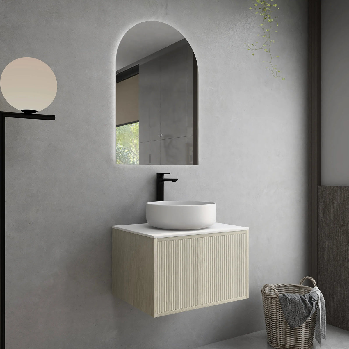 Bellevue PVC Wall Hung Vanity 600 (Coastal Oak)-Clearance Poseidon