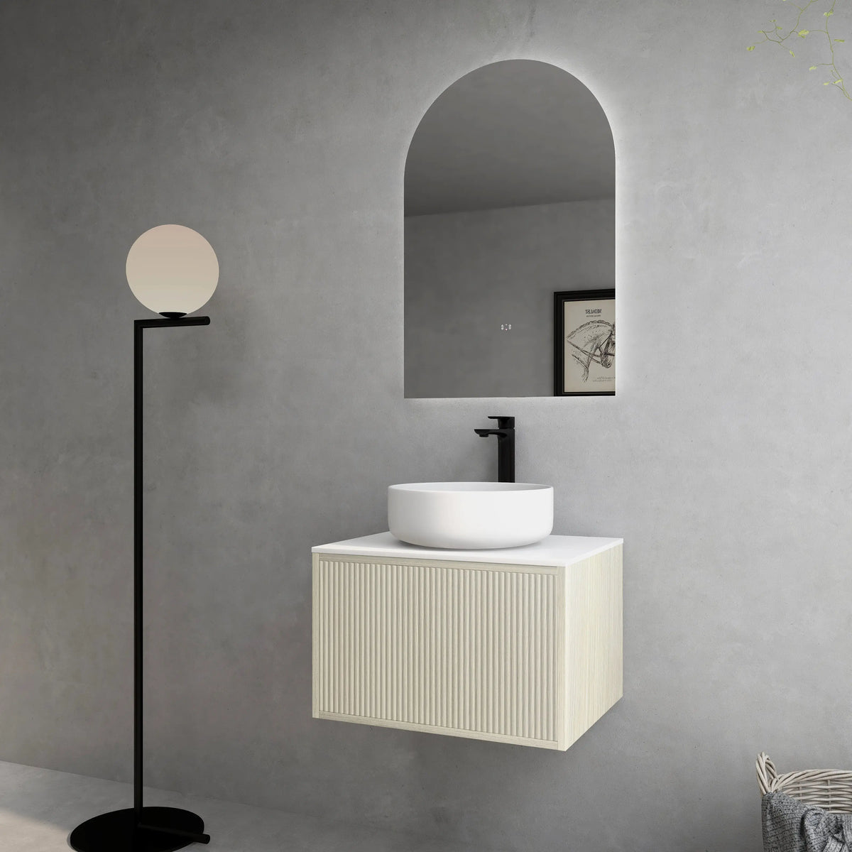Bellevue PVC Wall Hung Vanity 600 (Coastal Oak)-Clearance Poseidon