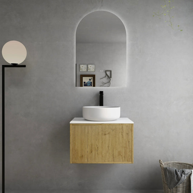 Bellevue Slim PVC Wall Hung Vanity 600 (Prime Oak) Poseidon