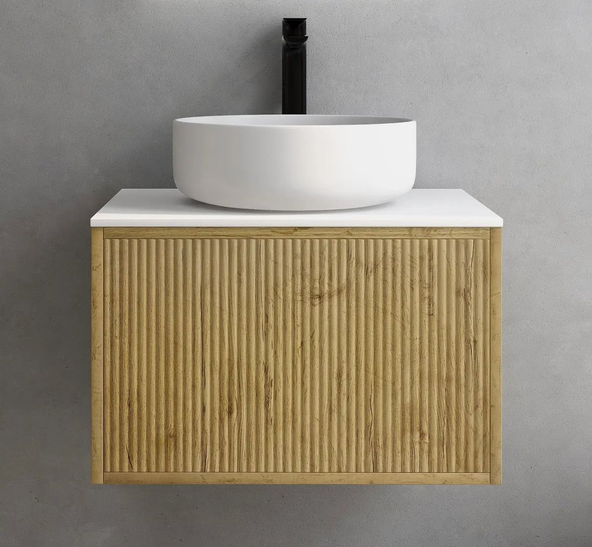 Bellevue Slim PVC Wall Hung Vanity 600 (Prime Oak) Poseidon