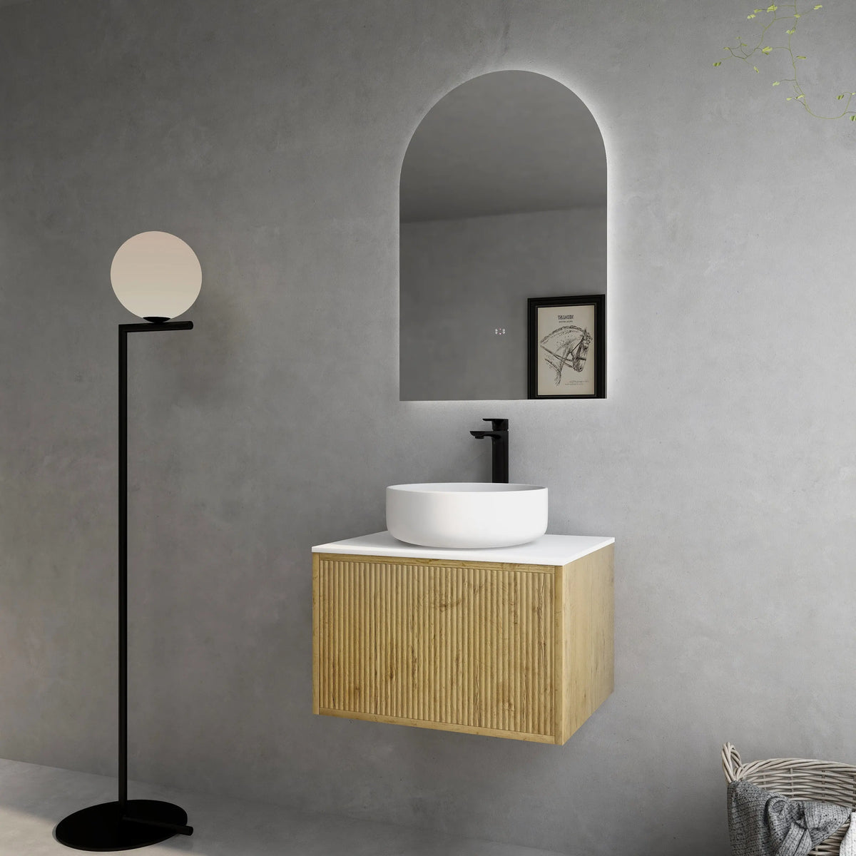Bellevue Slim PVC Wall Hung Vanity 600 (Prime Oak) Poseidon