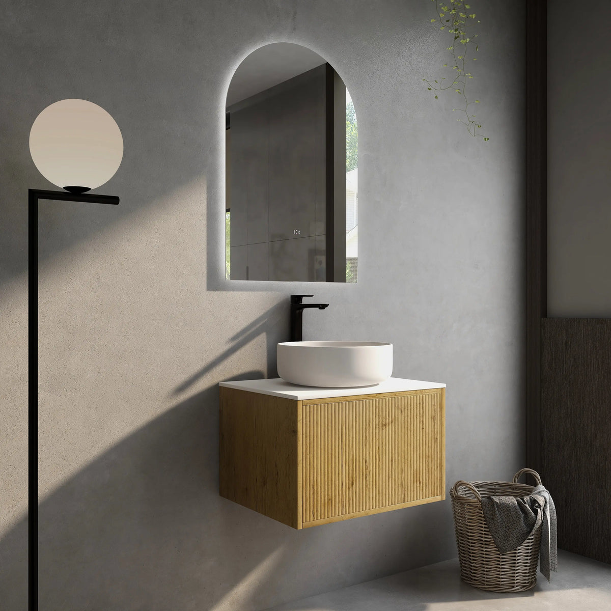 Bellevue PVC Wall Hung Vanity 600 (Prime Oak) Poseidon