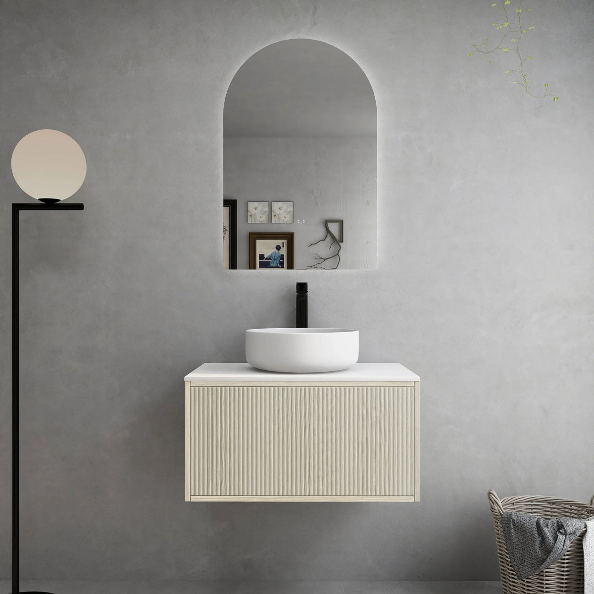 Bellevue PVC Wall Hung Vanity 750 (Coastal Oak)-Clearance Poseidon