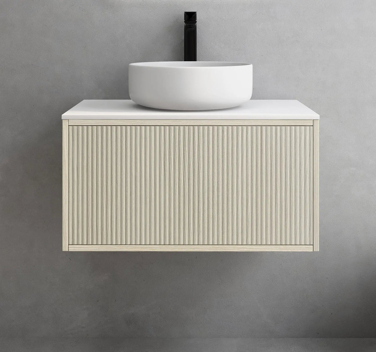 Bellevue Slim PVC Wall Hung Vanity 750 (Coastal Oak) Poseidon