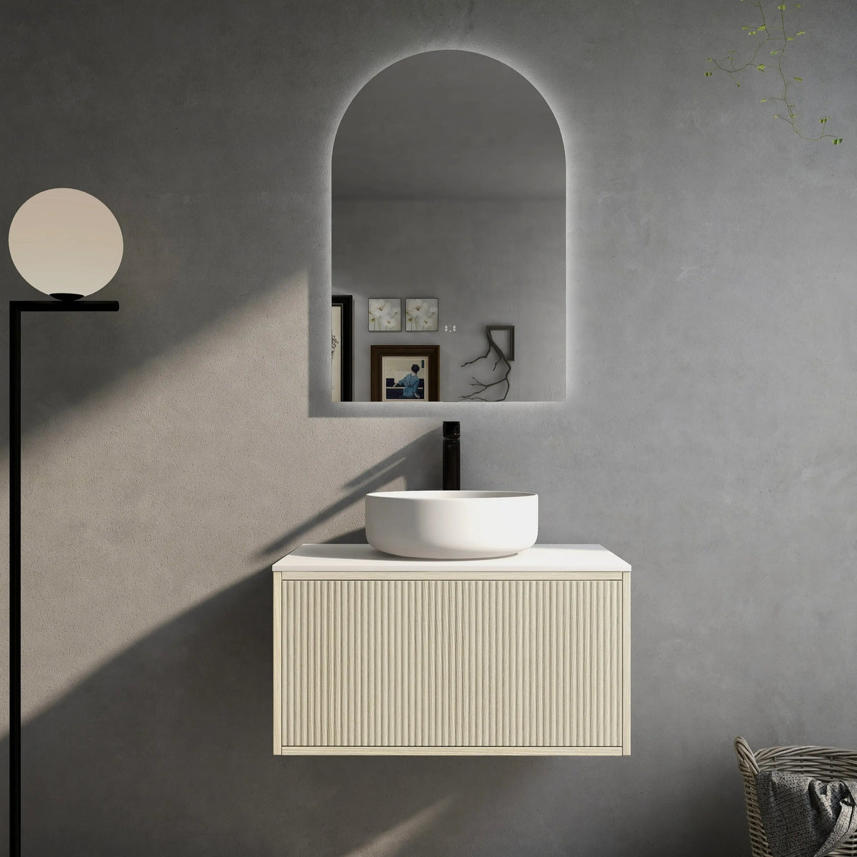 Bellevue Slim PVC Wall Hung Vanity 750 (Coastal Oak) Poseidon