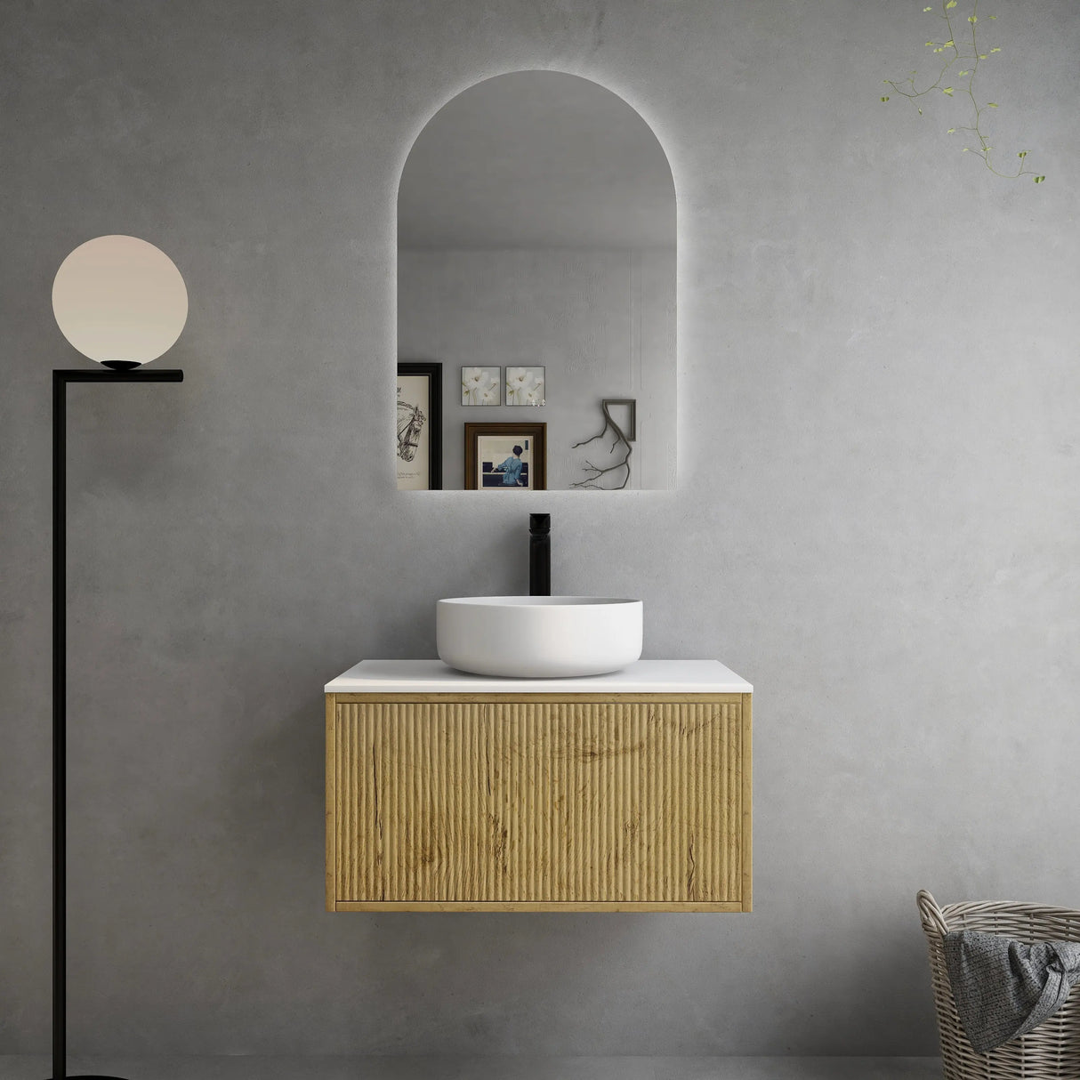 Bellevue PVC Wall Hung Vanity 750 (Prime Oak) Poseidon