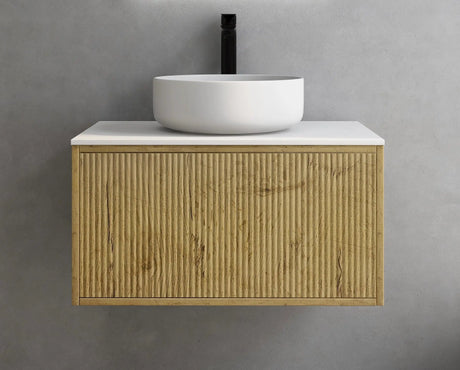 Bellevue Slim PVC Wall Hung Vanity 750 (Prime Oak) Poseidon