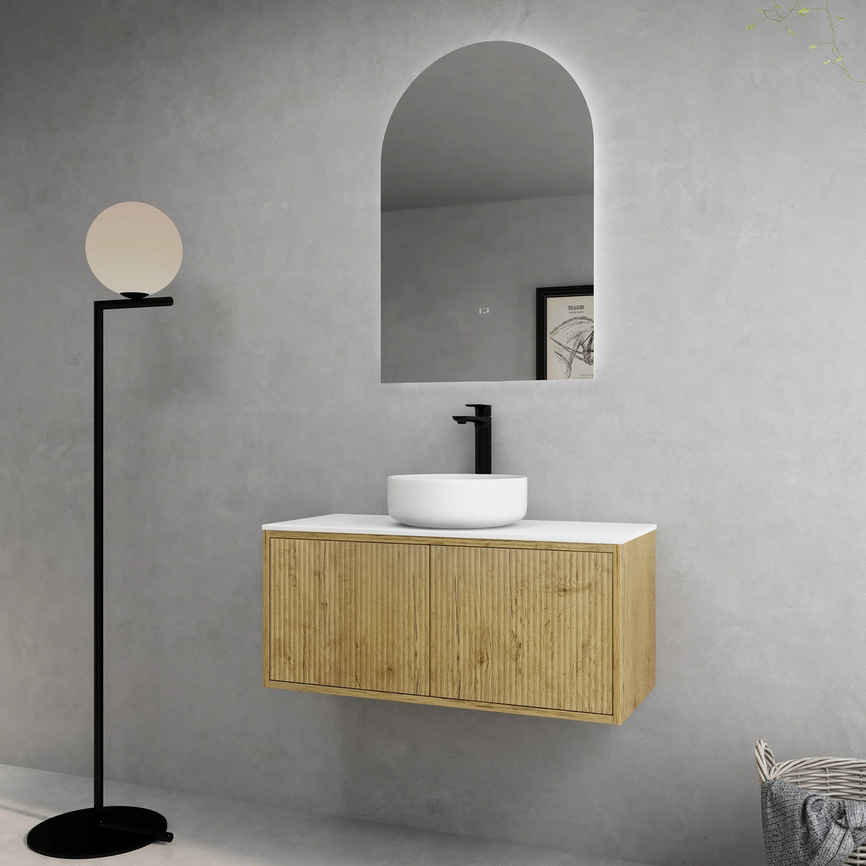 Bellevue Slim PVC Wall Hung Vanity 900 (Prime Oak) Poseidon