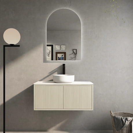 Bellevue Slim PVC Wall Hung Vanity 900 (Coastal Oak) Poseidon
