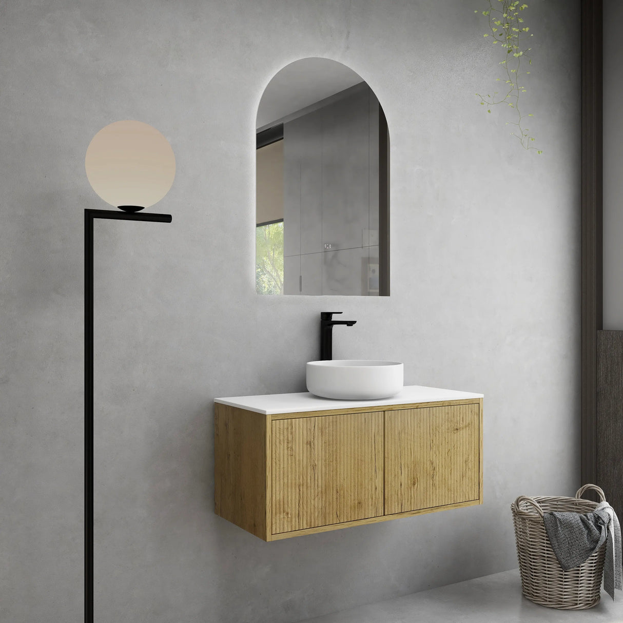 Bellevue Slim PVC Wall Hung Vanity 900 (Prime Oak) Poseidon