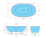 Stella Matte Black & Matte White Free Standing Bathtub 1500*750*590mm Poseidonbk