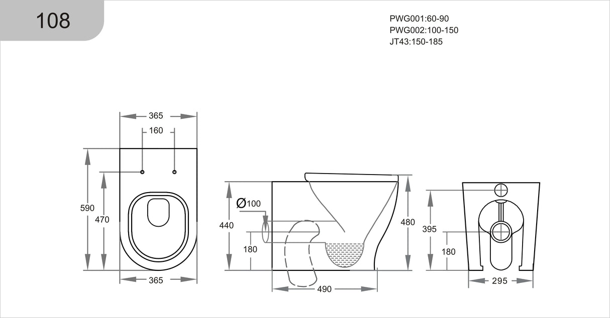 KDK108 Zeus Tornado Rimless Wall Faced Floor Pan Poseidonbk