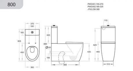 KDK800  Asta Care Rimless Toilet Suite Poseidonbk