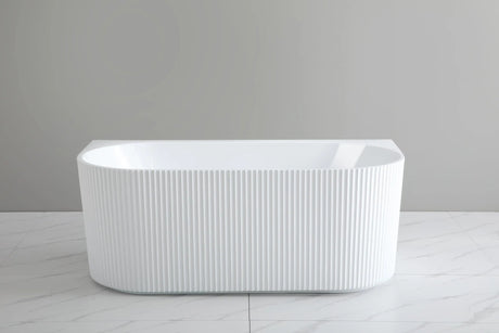 Bari Matt White Groove Fluted Back-to-Wall Bathtub 1500*750*580mm Poseidonbk