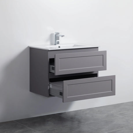 Fremantle PVC Wall Hung Cabinet Vanity 750mm (Matte Grey) Poseidon