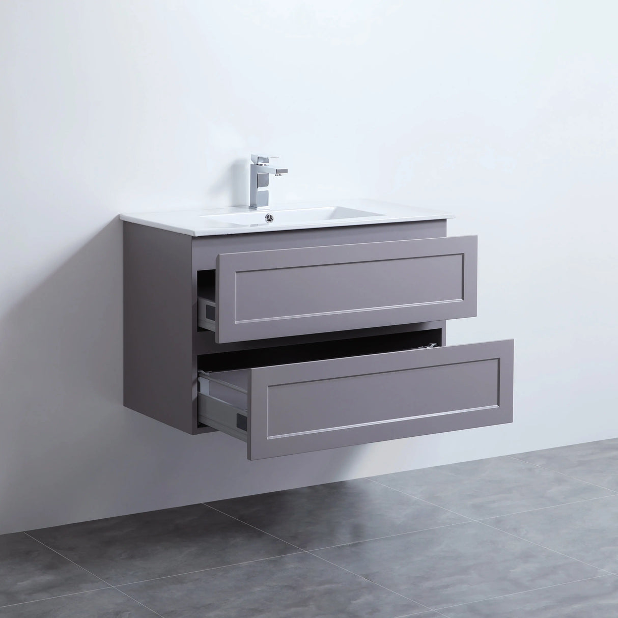 Fremantle PVC Wall Hung Cabinet Vanity 900mm (Matte Grey) Poseidon