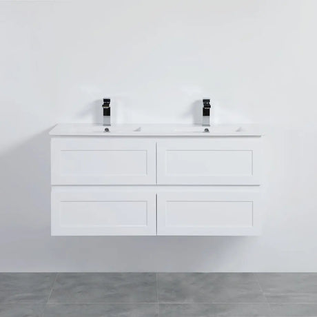 Fremantle PVC Wall Hung Cabinet Vanity 1200mm (Matte White) (Single/Double Bowl) Poseidon